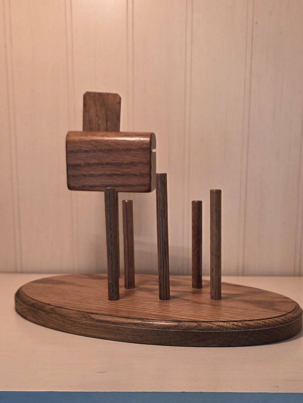 Amish Handcrafted Brown Wooden Mail Holder -